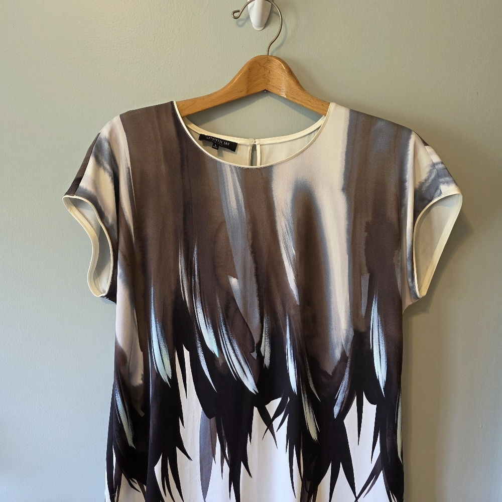 Lafayette 148 New York Abstract Brown and Cream Blouse